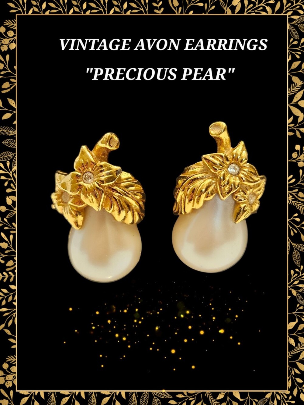 Avon "Precious Pear" Faux Pearl & Gold Tone Earrings